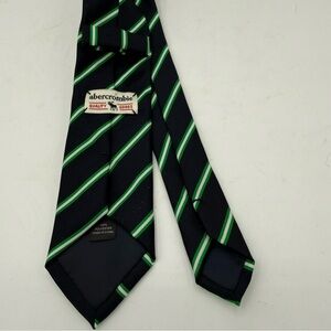 Abercrombie Men's Vintage Tie 2 x 53 Blue Green Stripe Tie Narrow Skinny Poly